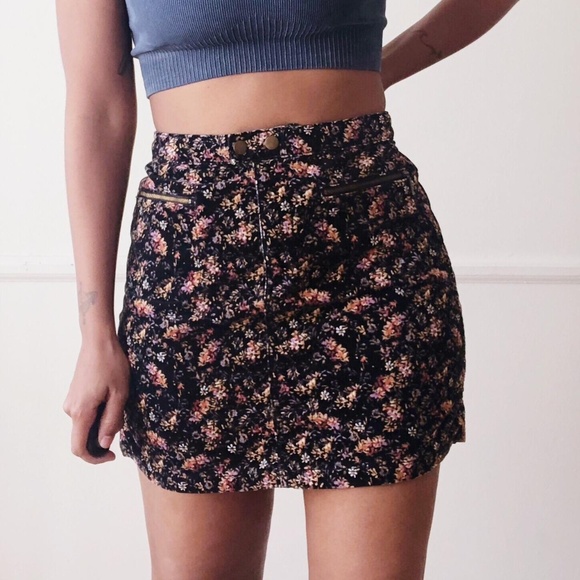 Mossimo Supply Co. Dresses & Skirts - corduroy black floral mini skirt